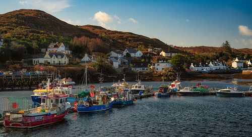 Cityscapes, architecture, boat, sail, sailboat, lake, yacht, Isle of Skye, Scotland, harbor, fishing