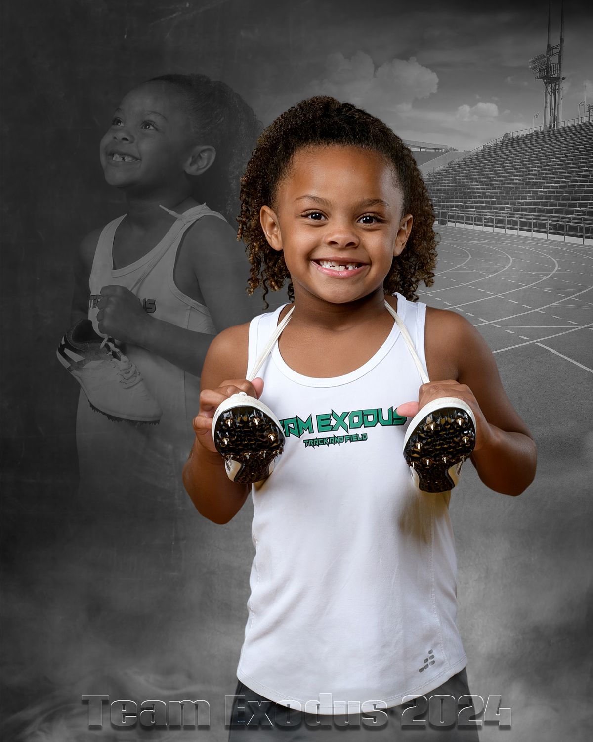 Photo of a youth sports track athlete on composite background
