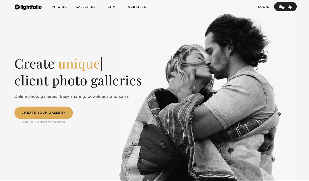 Captura de pantalla del creador de sitios web Lightfolio