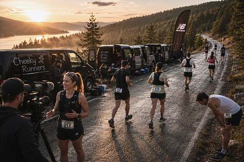 Transition area at dawn, New Balance Reach The Beach relay