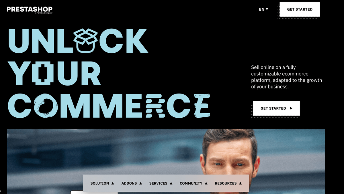 Screenshot of PrestaShop e-commerce website builder