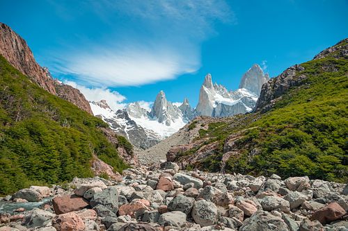 montañas, patagonia, el chalten, bosque, montañas, cima, verano, turista, trekking, hikking