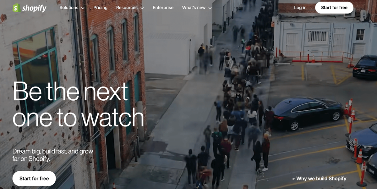 Immagine della home page di Shopify