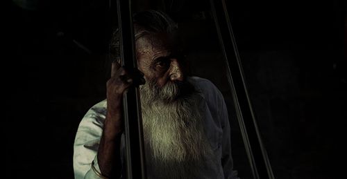 portrait, beard man, Oldman, waiting, low light shoot