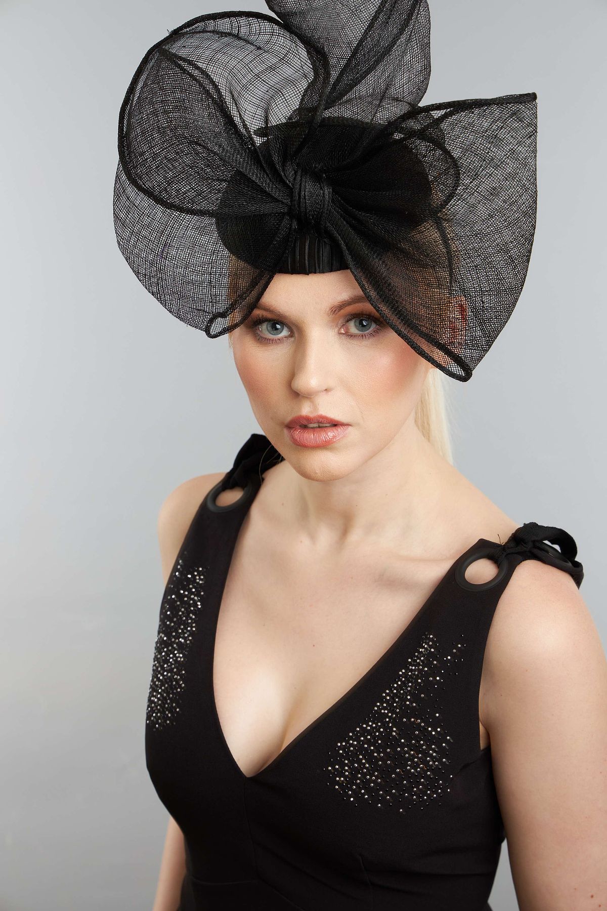 House of Charles - Jennifer rocking&nbsp;Black Lace High Fashion Millinery - statement piece by Janice Liverpool - Gibxon