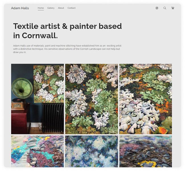 Textilmaler Adam Halls Portfolio-Website