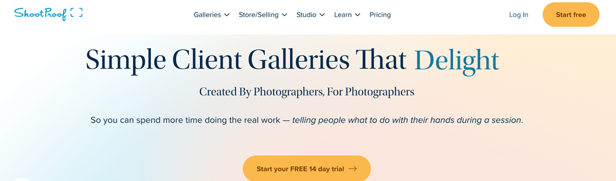 Página de inicio de ShootProof