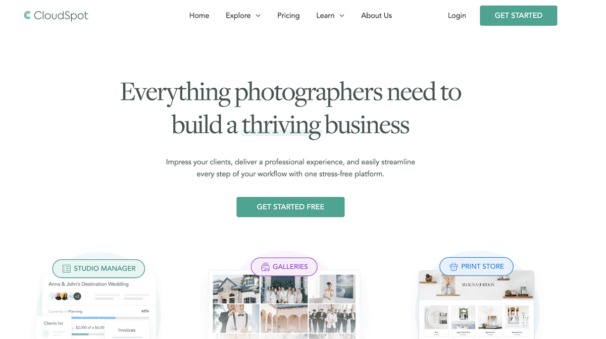 CloudSpot-startpagina