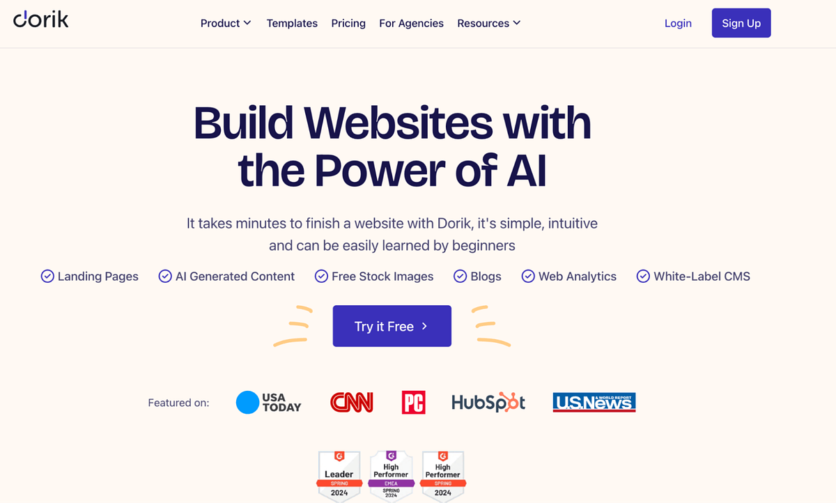 Immagine della homepage di Dorik