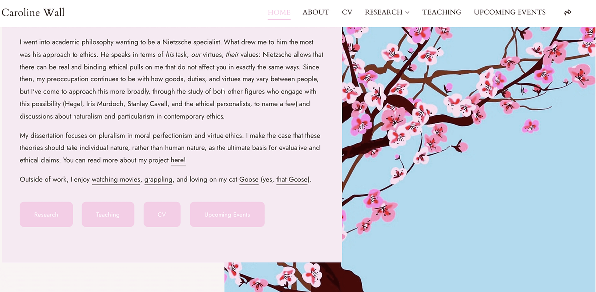 Site Web du portfolio étudiant de Caroline Wall