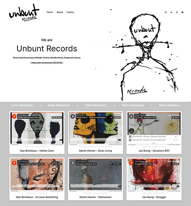 Beispiele für Portfolio-Websites von Unburnt Records