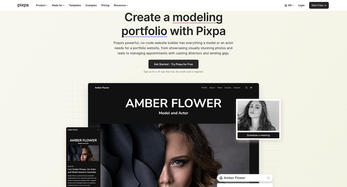 Homepage von Pixpa