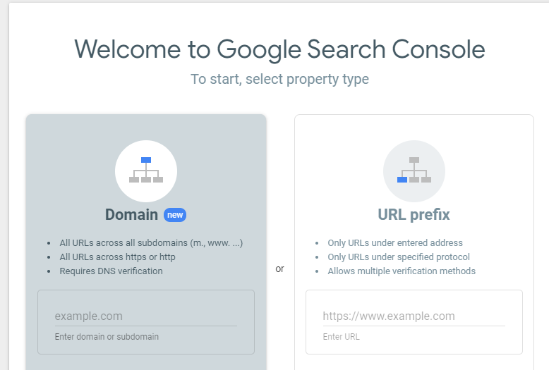 Google Search Console - Property Addition