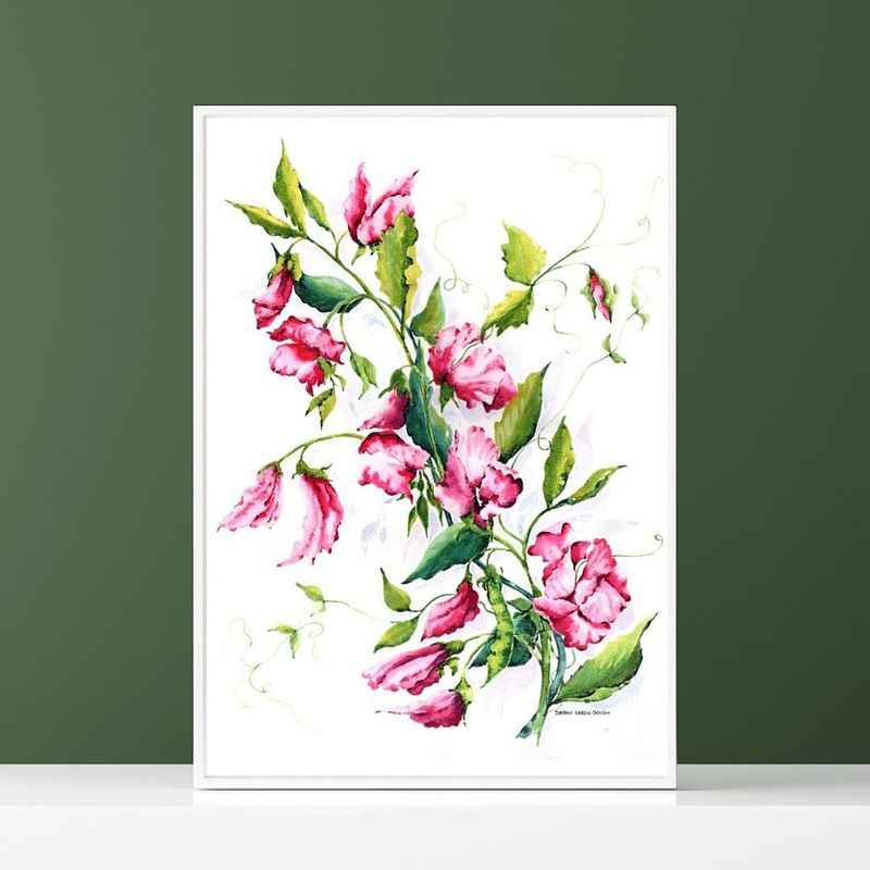 FINE ART PRINT Light Pink Sweet Peas