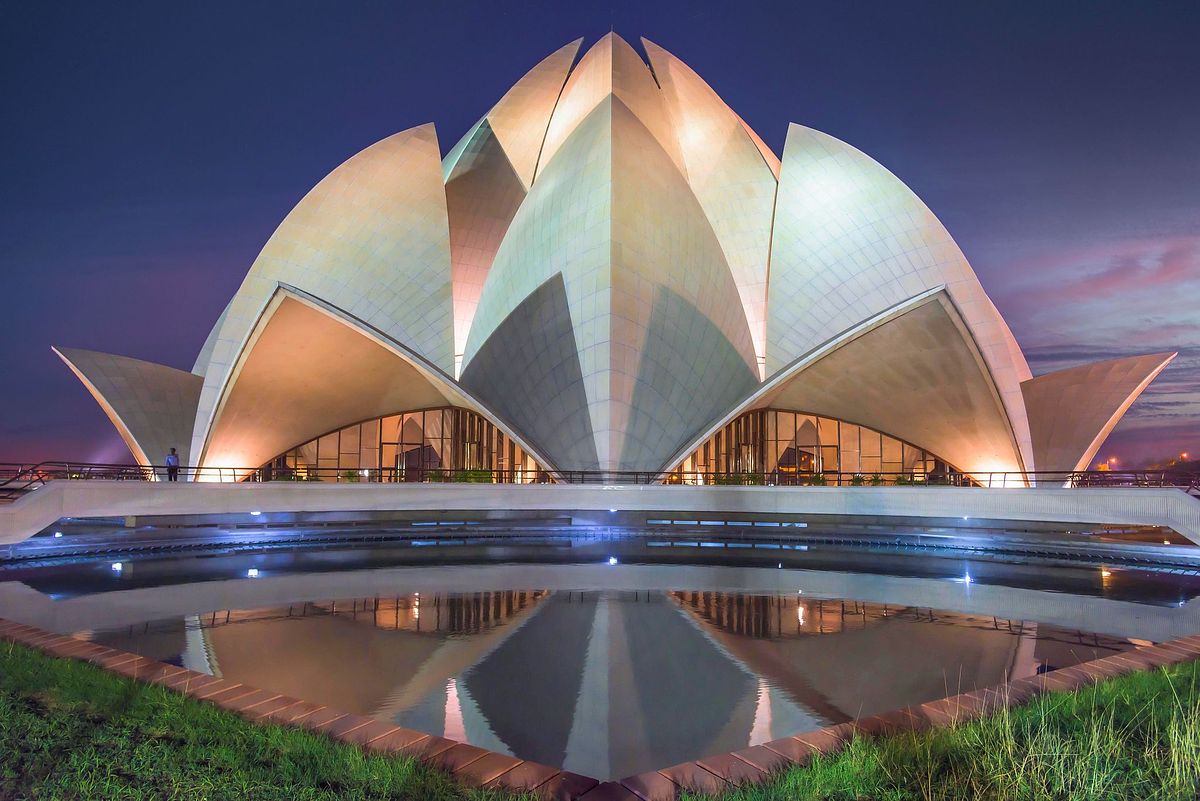 Night shot of Lotus Temple, Night Photography