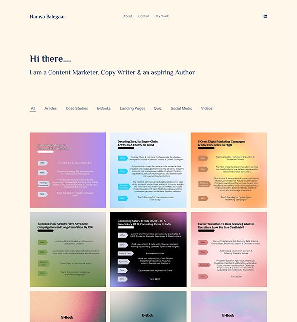 Hamsa Balegaar Portfolio Website Examples