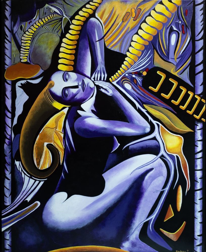 Œuvre abstraite de Patrice Goubeau — figures surréalistes