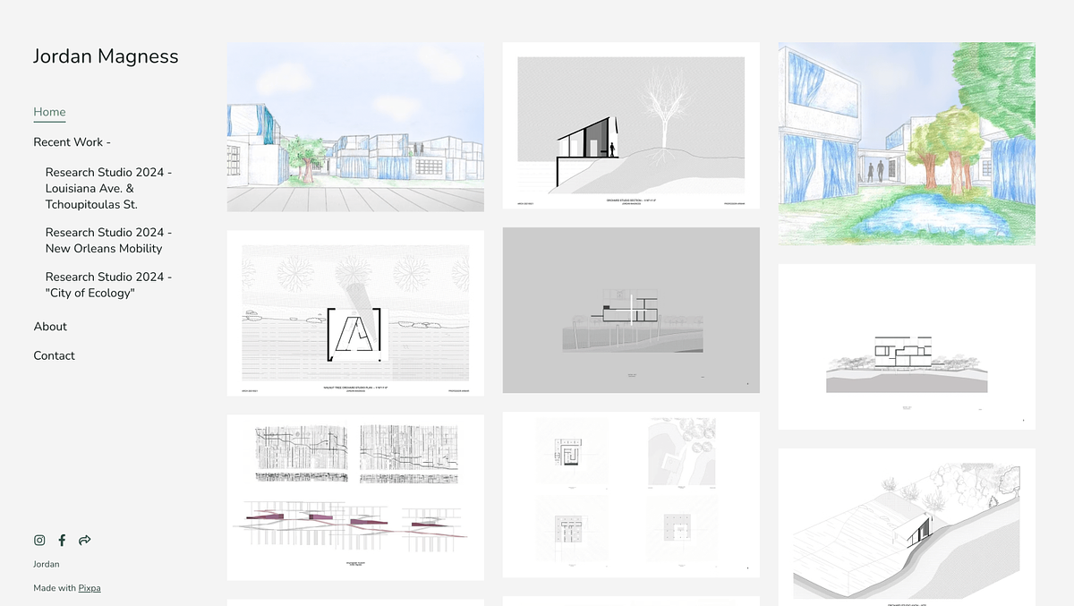 Jordan Magness architecture student portfolio website.