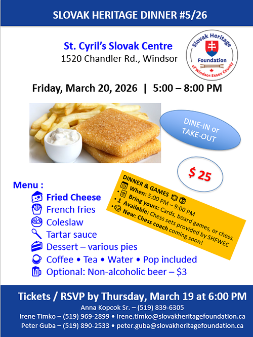 Slovak Heritage Dinner #5/26