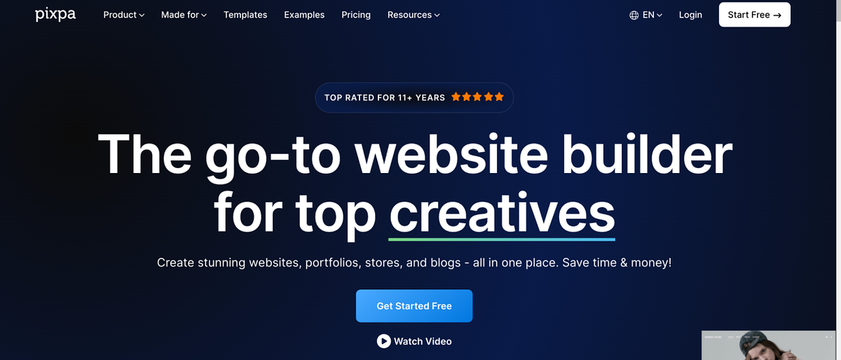 Screenshot di Pixpahome page di