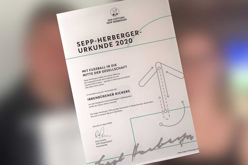 Sepp-Herberger-Urkunde für die Ibbenbürener Kickers