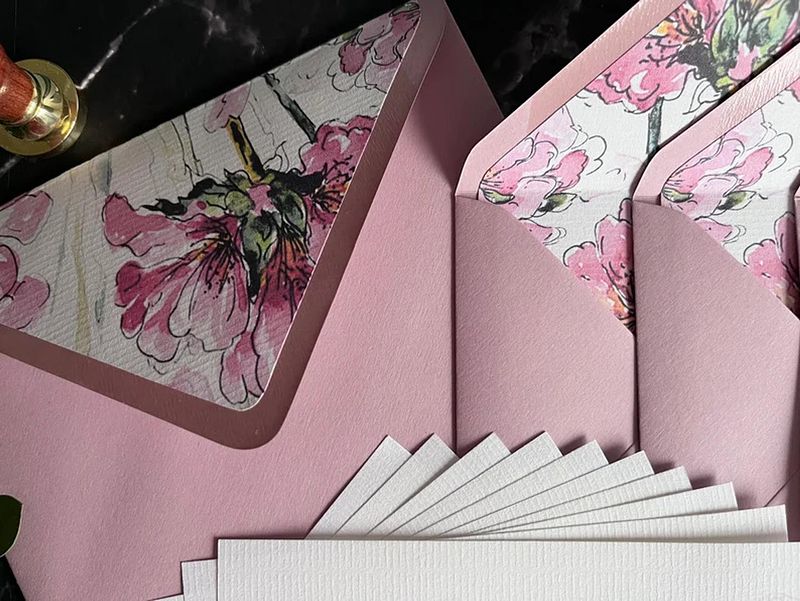 Luxury Pink Geranium Scented Letter Writing Stationery Gift Set with Accessories