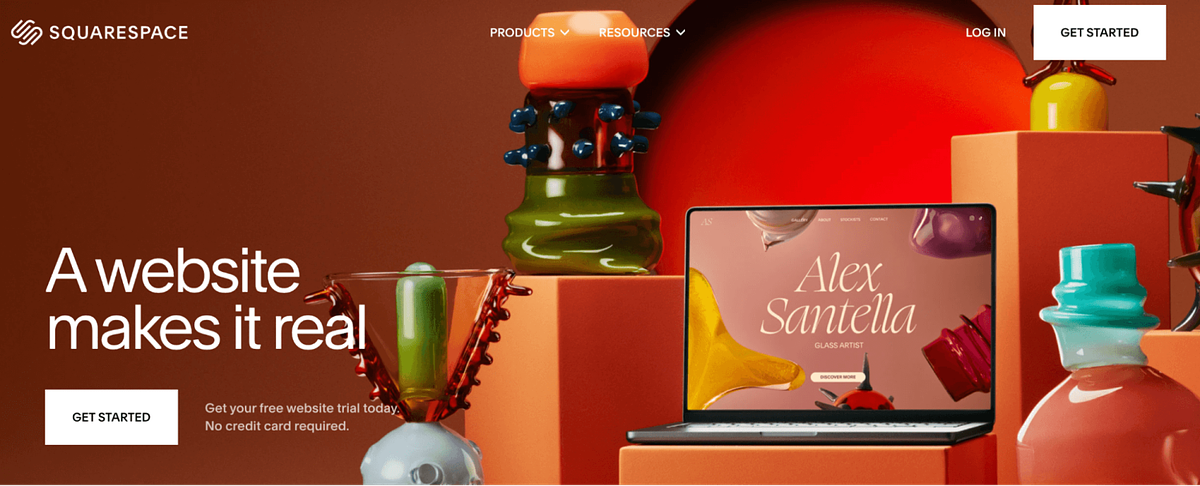 Screenshot der Squarespace-Startseite