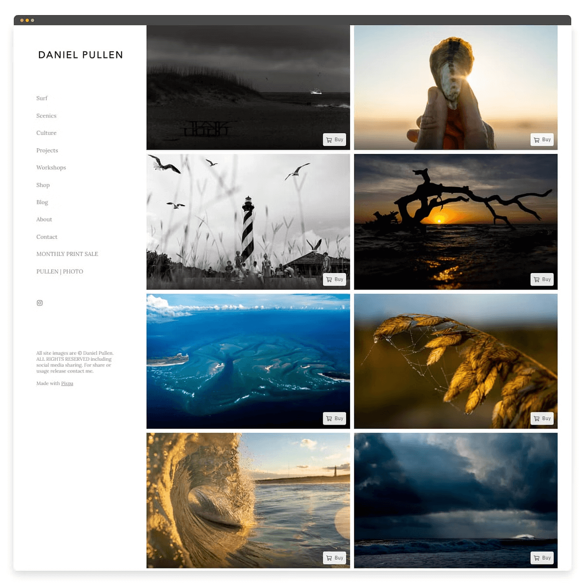 Daniel Pullen's online store page