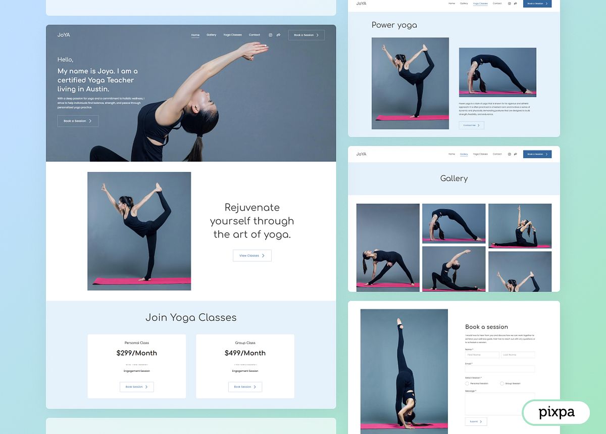 Grafika przedstawiająca wszystkie niezbędne strony potrzebne do stworzenia witryny poświęconej treningowi personalnemu