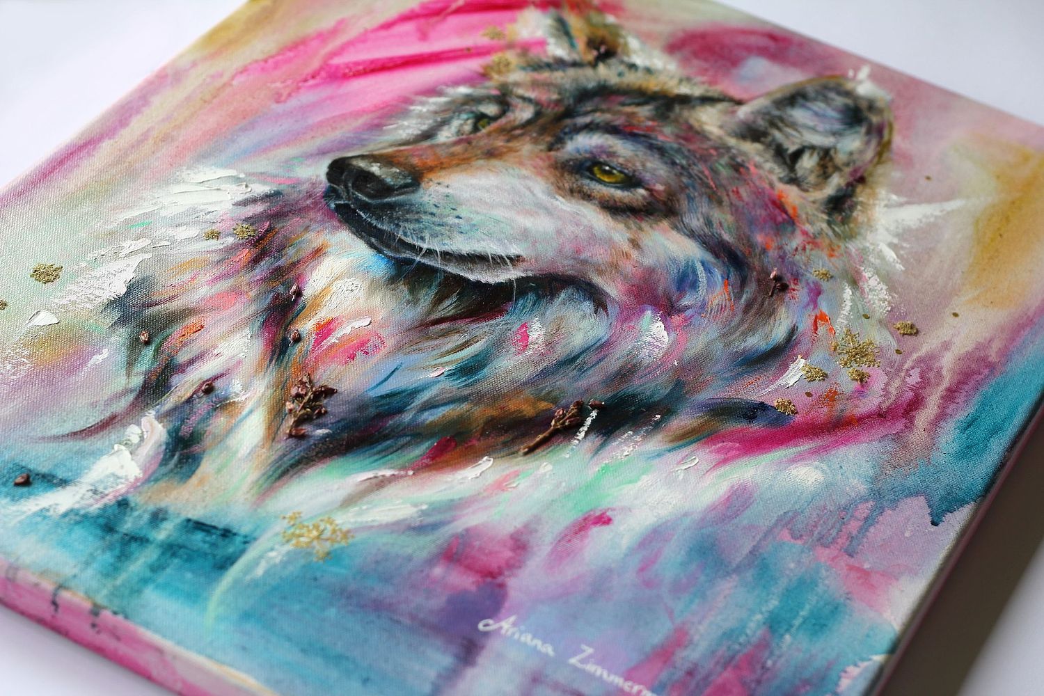 Photo showing texture of "Wild Abandon" original painting by Ariana Zimmermann.