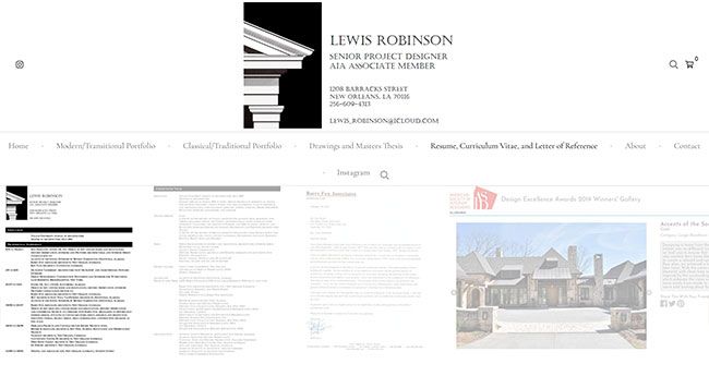 Lebenslauf-Website für Architekten von Lewis Robinson