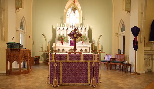 Reliquary on the altar at St. Patrick's in London during Holy Week