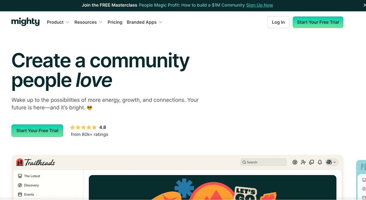 Домашняя страница Mighty Networks