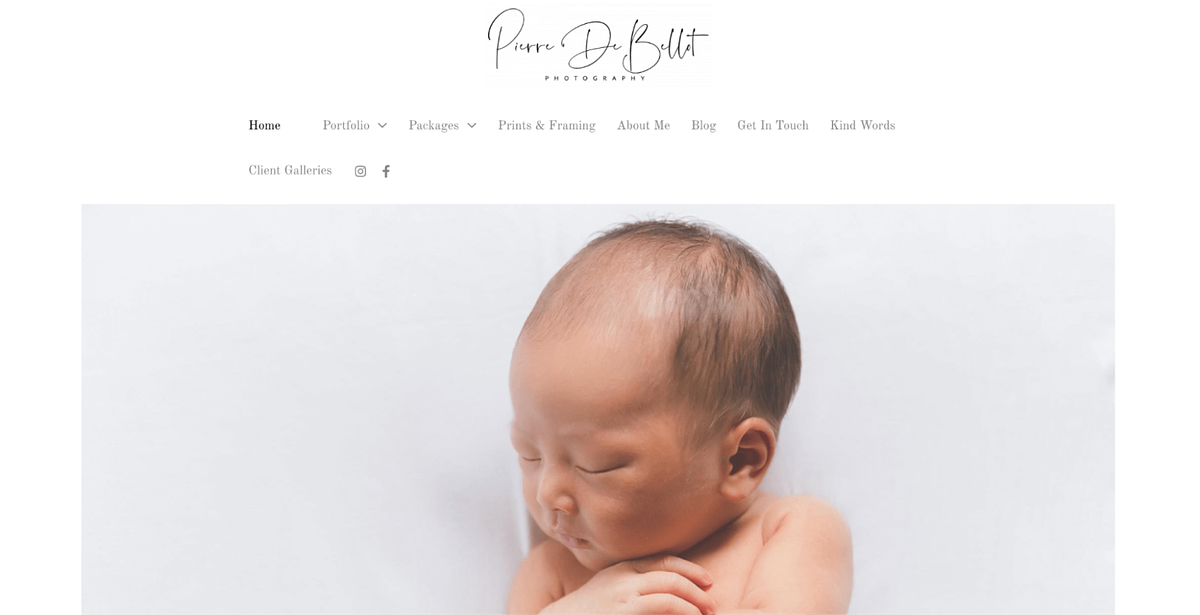 Website met pasgeboren fotografieportfolio van Pierre Debellot