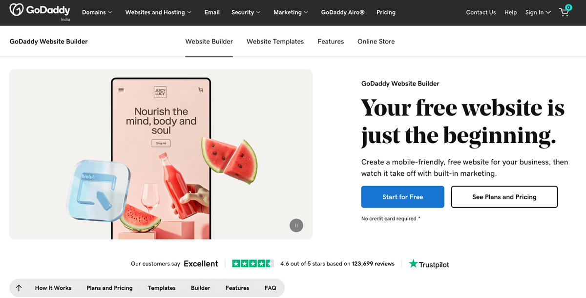 Image of GoDaddy's homepage