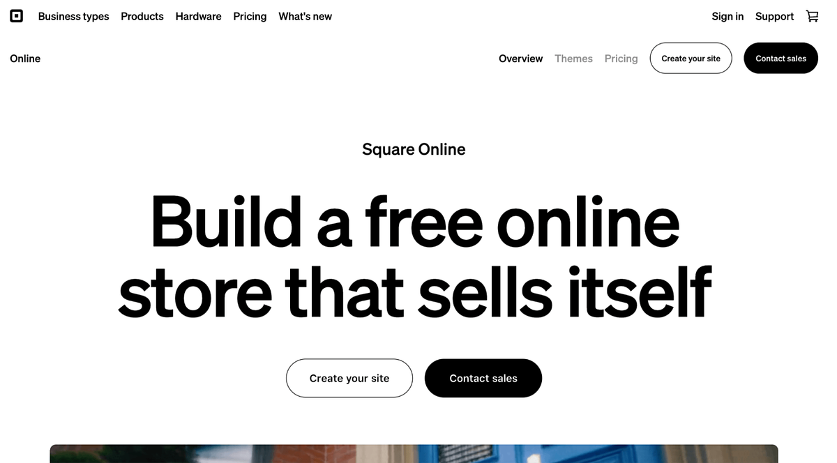 Image of Square Online website builder homepage