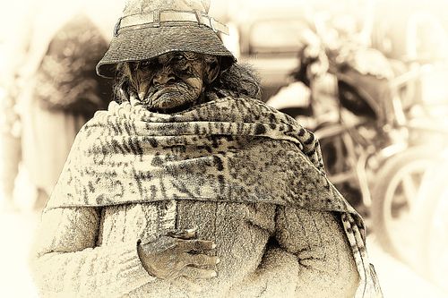 Portrait en sepia d'une femme de Bolivie