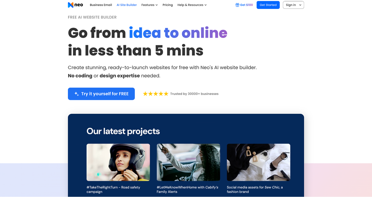 Neo website builder screenshot