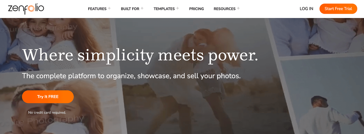 Page d'accueil du créateur de sites Web Zenfolio