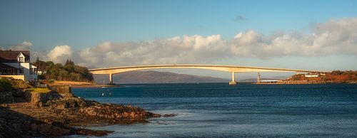Cityscapes, architecture, boat, sail, sailboat, lake, loch, Isle of Sky, bridge, Scotland, highlands