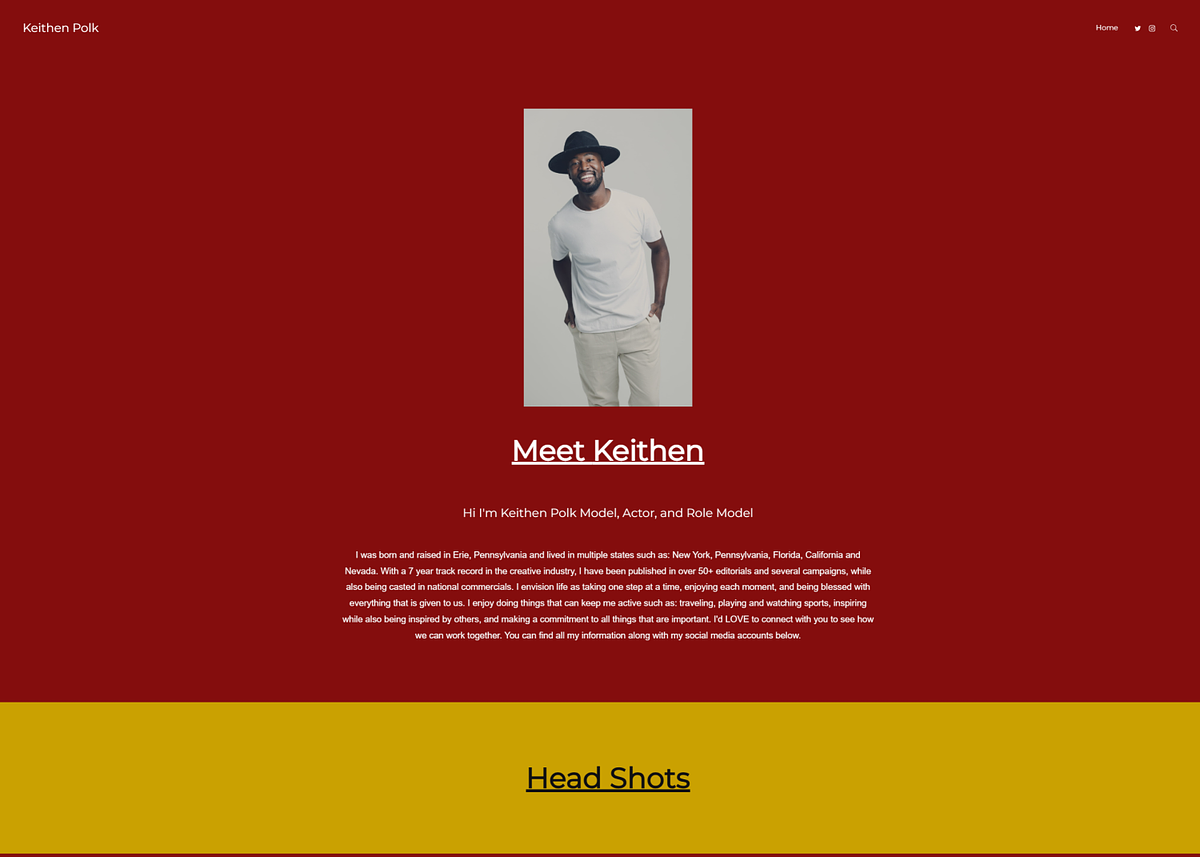 Screenshot of Keithen Polk's Modeling Portfolio