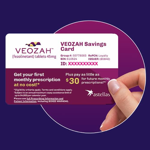 veozah savings card for menopause medications