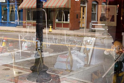Haverhill Massachusetts barber shop reflection whimsical gnome vinyl record