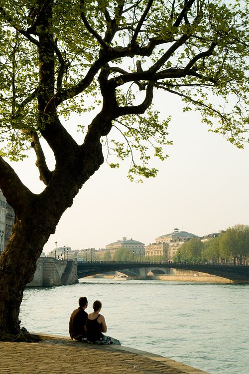 #paris #couple #seine #river