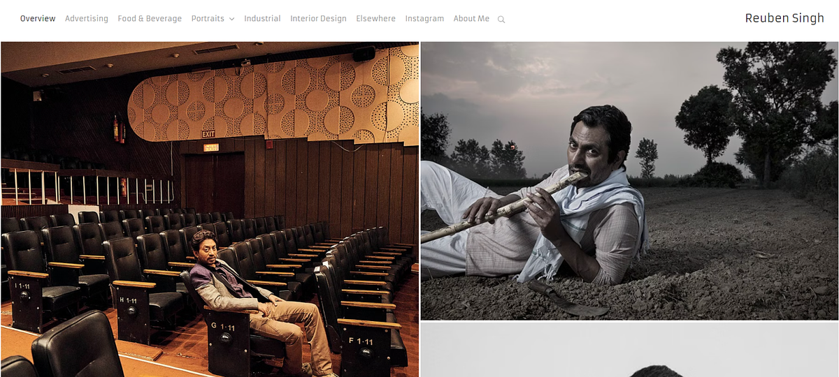 Site do portfólio de retratos de Reuben criado com Pixpa