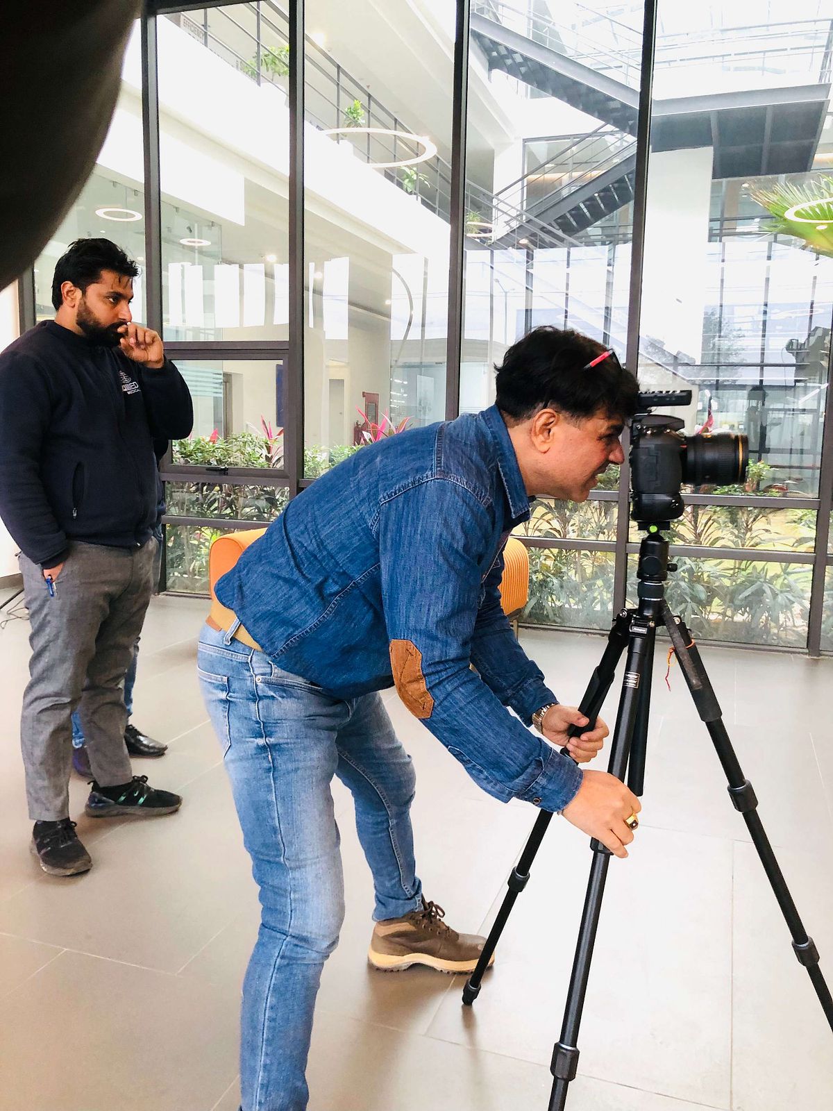 Checking the framing and its content shoot