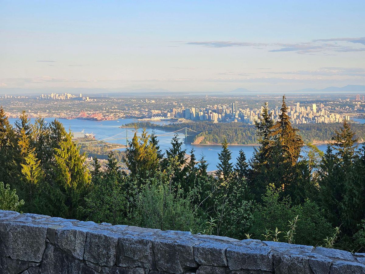 vancouver harbor from grouse mountain, vancouver, bc