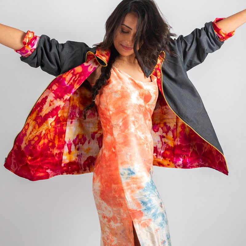 Linen Satin Slip Dress - Iced Peach