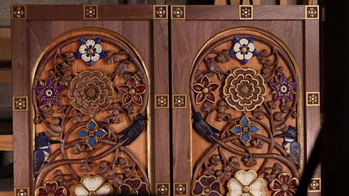 Closeup of the doors after paint with good light in the shop