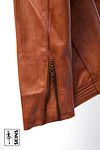 SKINS Odh : Leather Moto Jacket with Stand Collar (Cognac Brown)